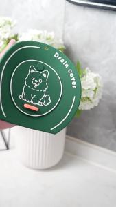 3-in-1 Bathroom Floor Drain Cover Silicone Anti-Clogging/Odor-Proof/Anti-Slip Filter Sewer Protector Hair Catcher Mat Cute Dog Cartoon Design