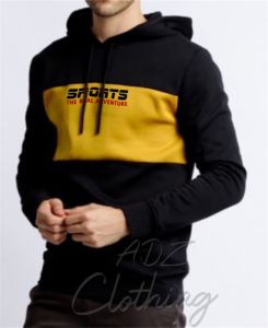 Jaket Sweater Hoodie SPORTS Adventure Big Size Warna Hitam Kombinasi Kuning - Ready Size S/M/L/XL/XXL/3XL