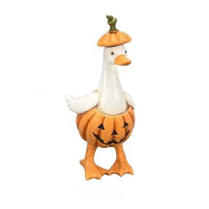 YOUSHI TOP Vivid 3D Halloween Duck Figurine Waterproof Creative Ghost Pumpkin Sculpture Spooky Desk Toy Colorfast Resin Goose Statue Tabletop Display