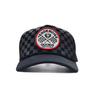 TENDENCIES Hat Black Checker Race Trucker