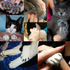 HATELI Colorful Soft Non-Toxic Pet Cat Claw Covers Paws Nail Caps Protective Kitten Nail Covers