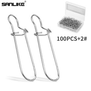 SANLIKE 100pcs Stainless Steel  Ball Bearing Swivel Clips Connector Clips Lure Snap Fishing Accessories