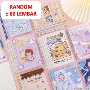 PST Buku Catatan Notebook A5 Isi 60 Lembar Buku Diary Aesthetic Motif Kartun Gaya Retro Buku Tulis Garis A5 Spiral Murah