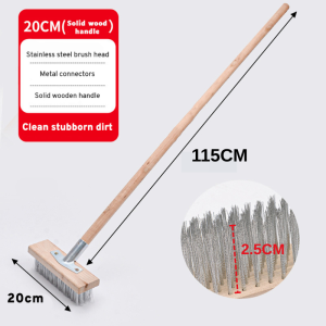 Stainless Steel Wire Floor Scrub Brush with HandleStiff Bristle Brush for GaragePatioGarden Moss