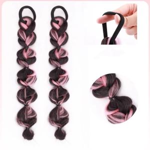 1 Pc Rambut Palsu Wanita Kepang Ponytail Twist Gaya Hip Hop Korea Highlight Aksesoris Rambut Lucu Kunciran Rambut Palsu Kepang Variasi Wig Hairclip Kepang