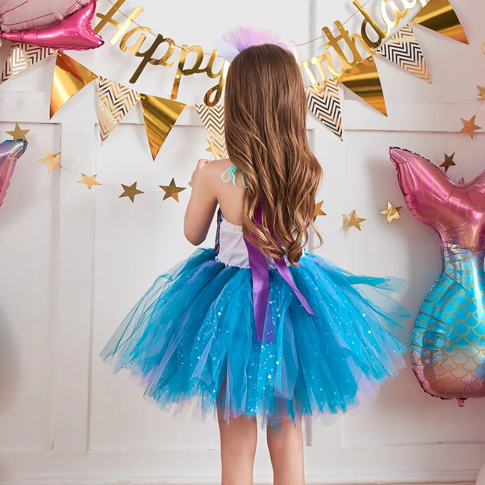 332[Free Bag]Girls Mermaid Tutu Dress 2-12years Kids Rainbow Fish Scale  Dress Birthday Party Pettiskirt Dress With Headband | Lazada Singapore