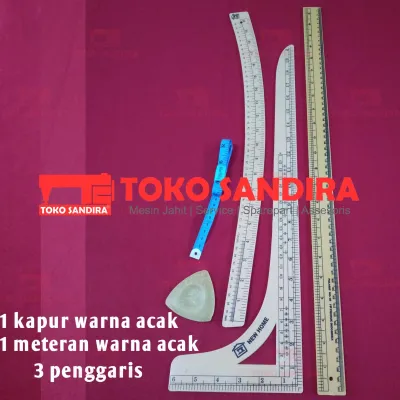 paket penggaris pola jahit/penggaris siku/penggaris lengkung/penggaris lurus + kapur jahit+meteran jahit butterfly/alat jahit/kebutuhan menjahit/toko perlengkapan menjahit/asesoris menjahit/toko alat jahit lengkap