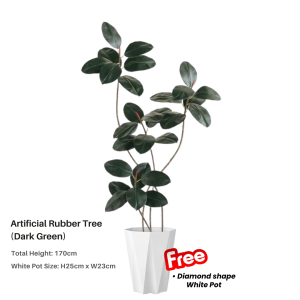 【SG Evergreen】Artificial Rubber Tree - Realistic Faux Plant with Pot for Indoor Outdoor Decor Artificial Plant Fake Rubber Plants Fake Plants