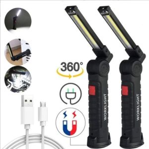SKJK Dimmable COB LED Work Light Waterproof USB Rechargeable Inspection Lamp with ic Hook Durable 360° Rotation LED Flashlight for Car Repair