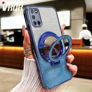 VRQR for OPPO A52 A72 A92 Phone Case Flash Powder Electroplating Circle Mirror Bracke Cool Fashionable