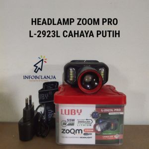 Senter Kepala LED Luby L-2923L PRO 55W Zoom Flash Cahaya Putih Garansi Resmi Original