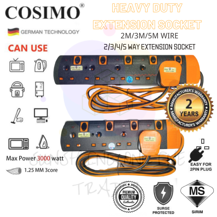 [SIRIM Approved] COSIMO 2-5 WAY HEAVY DUTY SURGE PROTECTOR PORTABLE ...
