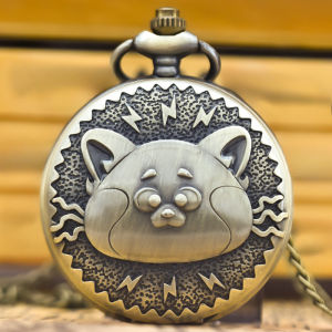 Fat Bear Flip Pocket Watch Anime Retro Quartz Pocket Watch Fashion Decoration Childrens Holiday Gifts