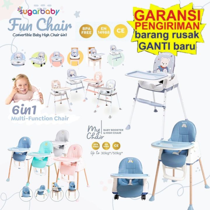 READY BANDUNG SUGAR BABY SUGARBABY KOREAN STYLE BOOSTER SEAT KURSI MAKAN  SANTAI HIGH CHAIR POSISI 6IN1 MULTIFUNGSI NAMPAN SEKAT KURSIRODA BISA DI 