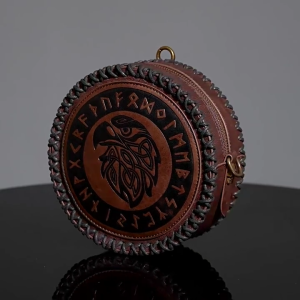 Vintage Medieval Embossed Waist Bag Nordic PU Leather Belt Bag Side Pack Pouch for Historical Reenactment and Festivals