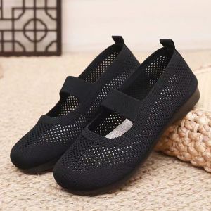 Womens Comfortable Mesh Shoes with Rubber Flat Sole Ladies doll shoes slip-on Sapatos