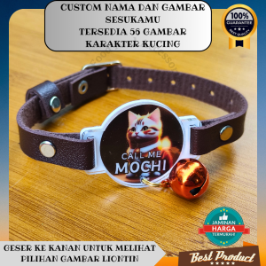Custom Nama Kalung Kucing Anjing Kualitas Premium Bahan Kulit Sintetis Lonceng 14 mm (KCN 4)