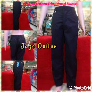 Celana Panjang Hitam Panjang Pinggang Karet sekolah SD SMP SMA Merek Seragam No. 2728293031323334353638 40 42