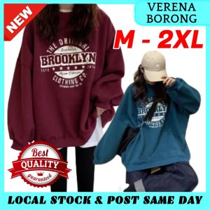 Women Sweater Korean Fashion Brooklyn Design Long Sleeve Non-hooded Shirt Premium Quality Casual Woman Blouse Baju Viral Lengan Panjang Ready Stock 213388 - Verene Borong
