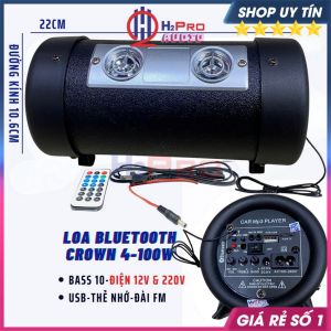 Loa Bluetooth Crown 4 Bass 10 Usb-Thẻ Nhớ-Radio Fm-Karaoke Loa Cho Ô Tô Super Bass Nghe Nhạc Cực Hay - H2Pro Audio