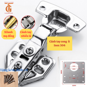 Bản lề giảm chấn inox+ Miếng đệm sữa bản lề inox Bản lề tủ