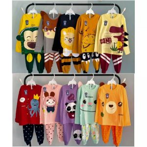 LITTLEARKS BAJU TIDUR ANAK CEWEK 2-10 TH SLEEPWEAR SETELAN PAJAMAS 3D BAHAN KATUN CELANA BABY TERRY
