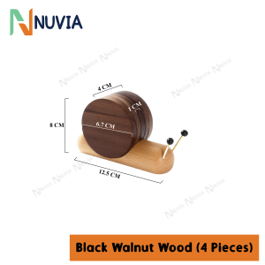 Nuvia Creative Snail Walnut Wood Coaster Round Beverage Coffee Coaster Set Kitchen Accessories