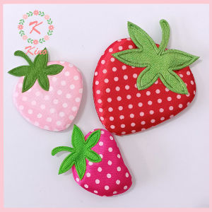 Patch strowbery merah aksesoris baju hampers boneka hadiah seserahan