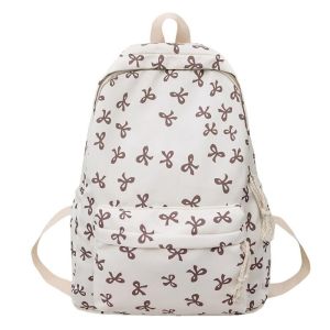 FLORI 1Pcs Lightweight Bow Backpack Large Capacity Cute Students School Bag Durable Nylon Teenagers Shoulder Bag for Girls