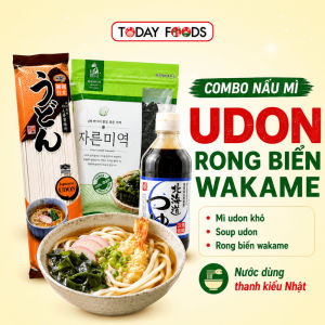 Combo nấu mì Udon rong biển Wakame | Mì udon khô soup udon rong biển wakame nước dùng thanh kiểu Nhật