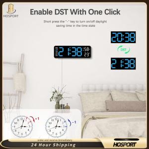 【HOSPORT】 Adjustable Electronic Alarm Temperature-Humidity-Week Intelligent Digital Wall Clock Wall Desk Alarm Clock for Home Technology