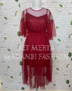 Baju/Baru/Korean/Maksi/Midi/Merta set Dress maxi bahan outer full tile inner furing hyget realpict fit to XL