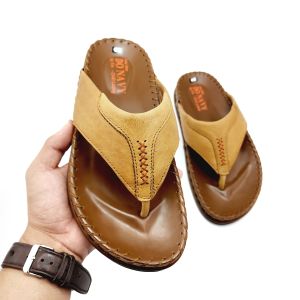 Dép kẹp nam da bò thật 100% kiểu may 7x thời trang đế cao su cao cấp đi chống trơn trượt v.k7x