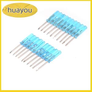 huayou 10pcs Plastic Handle Stubby Mini Pocket Cross Flathead Screwdriver Tool