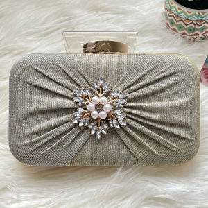WAG101 - CELLINI Clutch Premium dengan Aksen Mutiara dan Zirkon Elegan