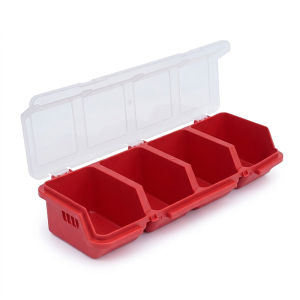 1Pc Plastic Screw Organizer Box with 4 Compartments Portable Tool Parts Storage Bin with Lid for Hardware Small Parts Display