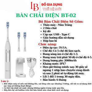 Bàn chải điện h2ofloss BT-02 bàn chải sonic rυng siêu mạnh với 5 chế độ pin 2000mah kháng nước IPX7 Đổi mới 30 ngày