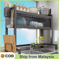 Dustproof Rak Dapur Stainless Steel Sink Dish Rack Rak Pinggan Sinki Dish Drainer Rak Kitchen Organizer Storage Rack Kitchen Rack Dish Rack. 