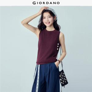 Giordano Beau Monde Women 100% cotton openwork knit tank top Free Shipping 13356256