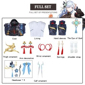 Genshin Impact Shenhe Cosplay Costume Lantern Rite Outfit Full Set Chinese-style Frock Chi-Pao Anime Costume For Women