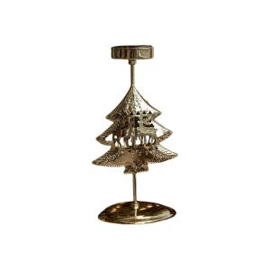 Iron Holder Stand with Christmas Flower Star Snowflake Elk Tree Pattern Candlestick for Home Tabletop Decoration
