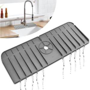 [SG SELLER]Faucet Absorbent Mat Washable Silicone Faucet Sink Splash Catcher Backsplash Guard Drying For Kitchen Bathroom Counter
