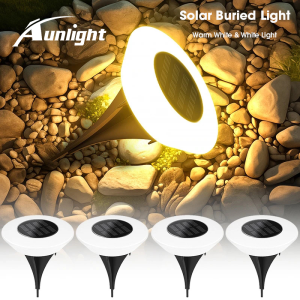 Aunlight 14LED Solar Buried Light Outdoor Waterproof Automatic Lighting At Night Garden Courtyard Lawn Landscape Decorative Lights