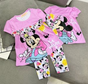 (10-22kg) Siêu đẹp mẫu mới bé gái Tay ngắn quần dài thun lạnh loại 1 (275)