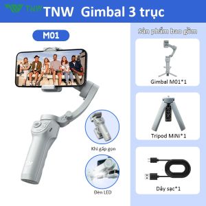 TNW M01 Gimbal chống rung điện thoại gymbal 360 độ gậy chụp ảnh 3 chân quay theo vật thể cao cấp