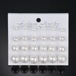 12 pairs Pearl Earrings Studs White Beige Fashion Earrings Temperament Elegant Earrings for Women