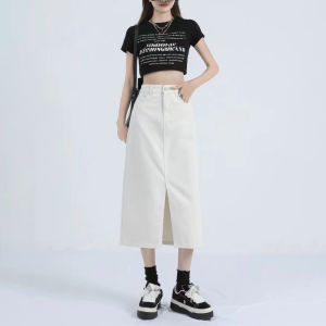 rok a line skirt rok korean style rok midi belah samping rok ootd ala selebgram rok denim panjang dewasa highwaist