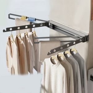 LIFE SHOPS Pull Type Invisible Balcony Clothes Rack Wall Mounted No Hole Clothing Drying Rack Durable Save Space Invisible Drying Racks for Home