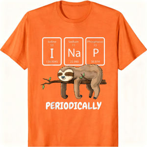 [Local Stock] VCC Funny Sloth Periodic Table Graphic Printed T-Shirt I Nap Periodically Science Elements Crew Neck Short Sleeve Man Women Tees
