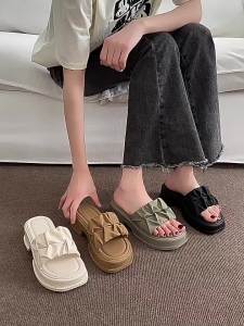 [Free Shipping] WomenS Outdoor Slippers 2026 Summer New Style Thick-Soled Height-Increasing Casual Versatile Non-Slip Beach Flip-Flops Trendy